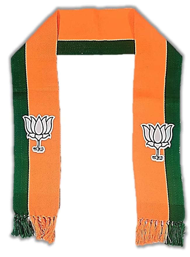 sonilex UNIq Bharatiya Janata Party ? BJP Flag Design Neon/Flurorescent Scarf - Roto Fatka in 100% Cotton Fabric ? 58 Inch Size Dual Colour